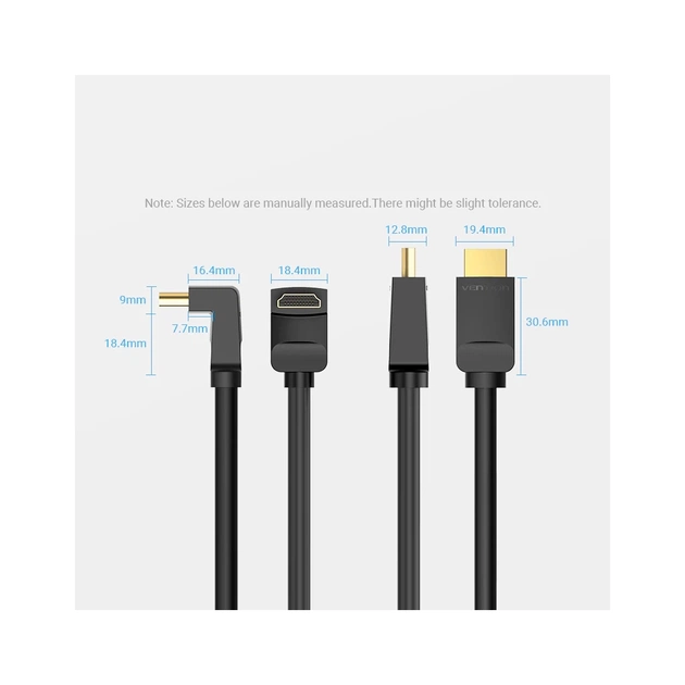 Кабель мультимедійний HDMI M to HDMI M 3.0m 90° corner black Vention (AAQBI) - зображення 6