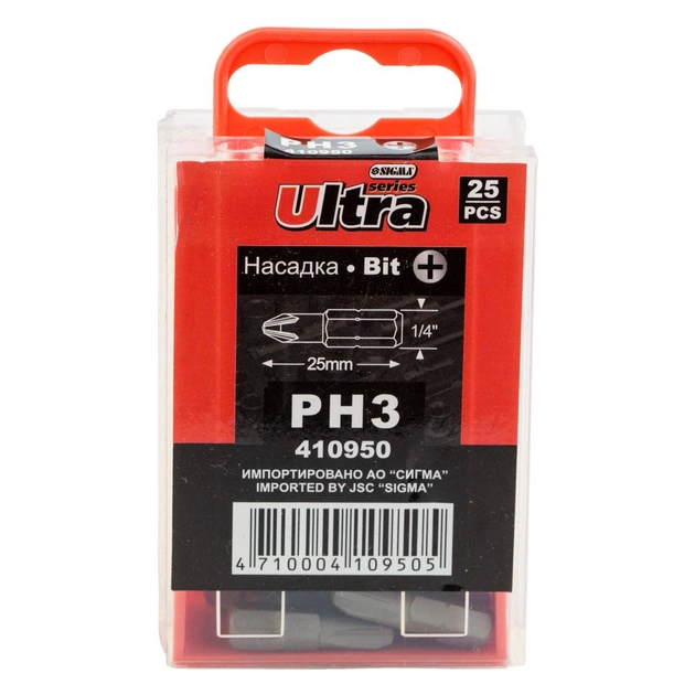 Набір біт Ultra PН3x25мм 1/4" 25шт S2 (4010302) - picture 4
