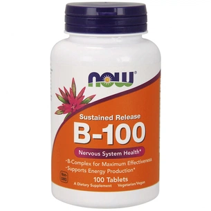 Вітамін Now Foods B-Комплекс Повільного Вивільнення, B-100, 100 таблеток (NOW-00439) зображення 1