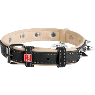 Нашийник для тварин WAUDOG Soft з QR паспортом з шипами Ш 20 мм Д 30-39 см чорний (7192) зображення 1