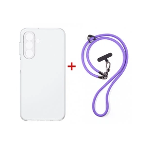 Чохол до мобільного телефона Dengos Case + Cross-body Strap Samsung Galaxy A37 Clear+Purple (DG-KM-CCRB-06) зображення 1
