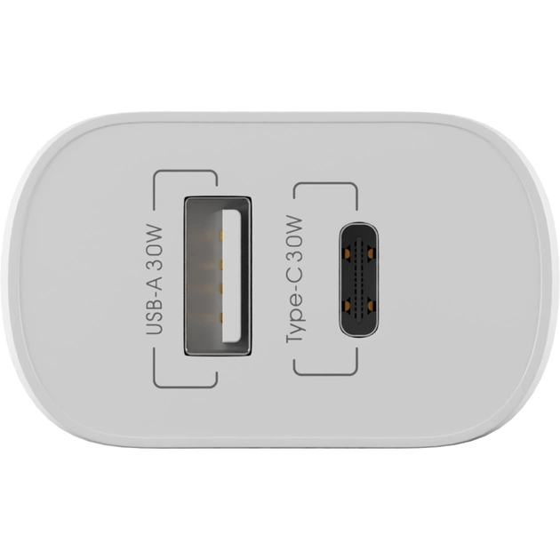 Зарядное устройство Globex 1xUSB + 1xUSB-C 30W FastPower white (30WAC) - изображение 1