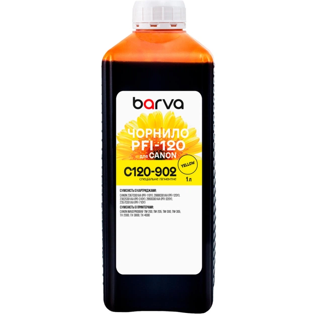 Чорнило Barva Canon PFI-120/710 1л Y pigmented (C120-902) - зображення 1