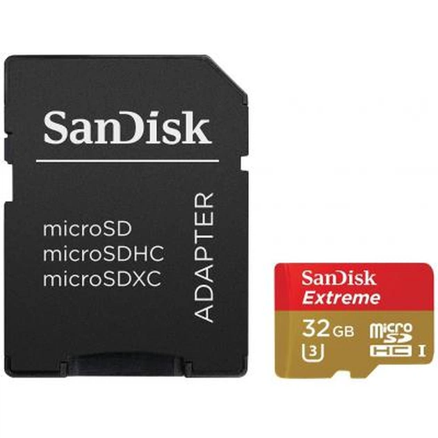 Карта пам'яті SanDisk 32GB microSDHC Extreme Class 10 UHS-I U3 (SDSQXNE-032G-GN6MA) - изображение 1
