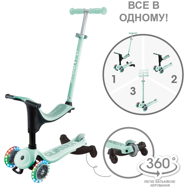 Самокат Globber Up Sporty 360 колеса з підсвіткою Мятно-фісташковий (456-706) - picture 8