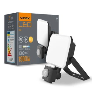 Прожектор Videx F3 20W 5000K з датчиком руху 220V Black (VLE-F3-0205B-S) зображення 1