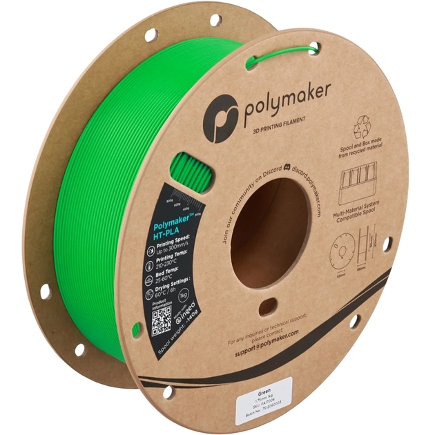 Пластик для 3D-принтера Polymaker HT-PLA 1,75mm 1kg GREEN (PA17006) - изображение 1