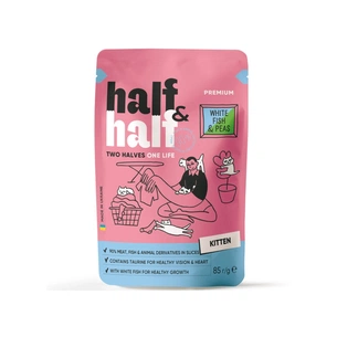 Вологий корм для кішок Half&Half для кошенят з білою рибою та горохом в желе 85 г (4820261921939) зображення 1