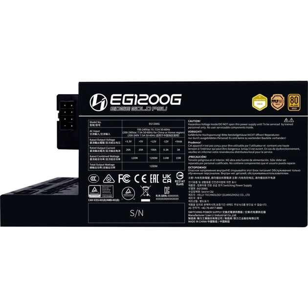 Блок питания Lian Li 1200W EDGE GOLD Black (G9P.EG1200G.BH00.EU) - изображение 4