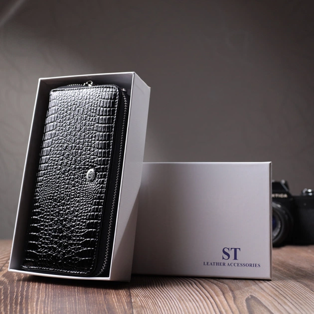 Кошелек ST Leather Из лакированной натуральной кожи Черный (22693) - изображение 12