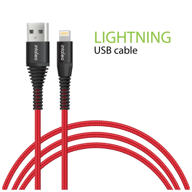 Дата кабель USB 2.0 AM to Lightning 1.2m Red Intaleo (1283126559471) - зображення 1