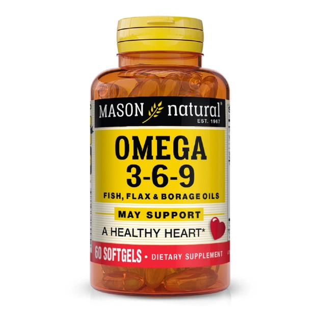Жирні кислоти Mason Natural Потрійна Омега 3-6-9, олія риби льону та огірковика, Omega 3 (MAV16995) - зображення 1