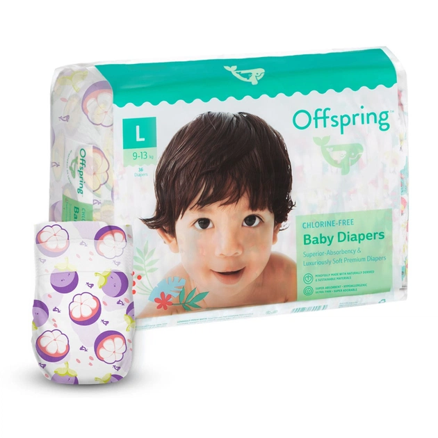 Підгузки Offspring Purple Mangosteen розмір L 9-13 кг 36 шт (DP-OI-FAT-L36P-PPMGSTN) - изображение 1