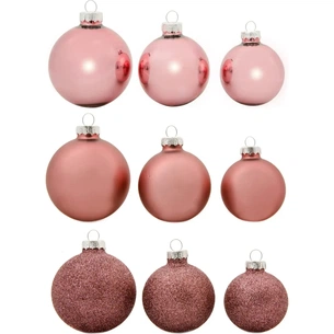 Ялинкова іграшка House Of Seasons Скляні кульки 26 шт D7 см D6 см D5 см Темно-рожеві (8720362102847) picture 1