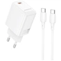Зарядний пристрій BOROFONE BN26 Fuente USB-C PD20W + cable USB-C to USB-C White (6941991120251) - зменшене зображення 1