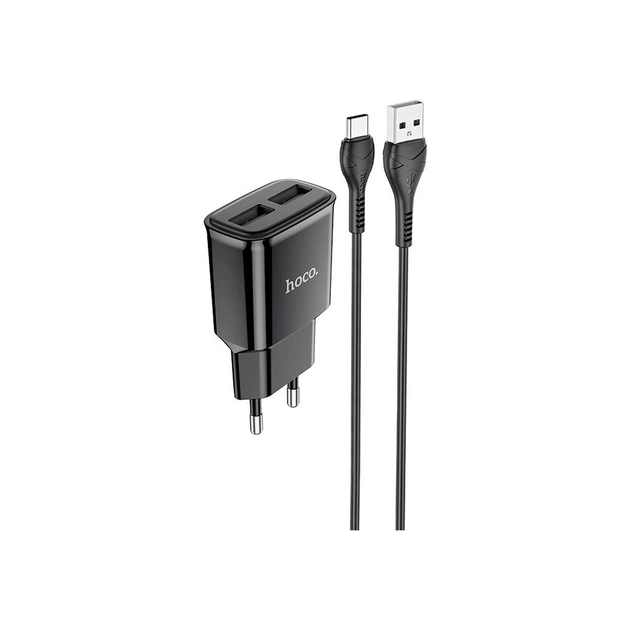 Зарядний пристрій HOCO C88A Star round dual port charger set(Type-C) Black (6931474749543) - зображення 1