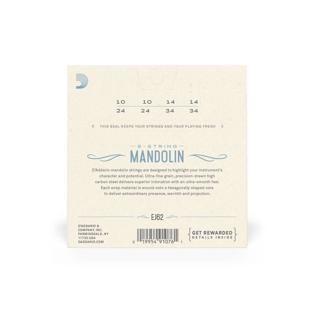 Струни для гітари D'Addario Mandolin 80/20 Bronze Light (10-34) (EJ62) - picture 3