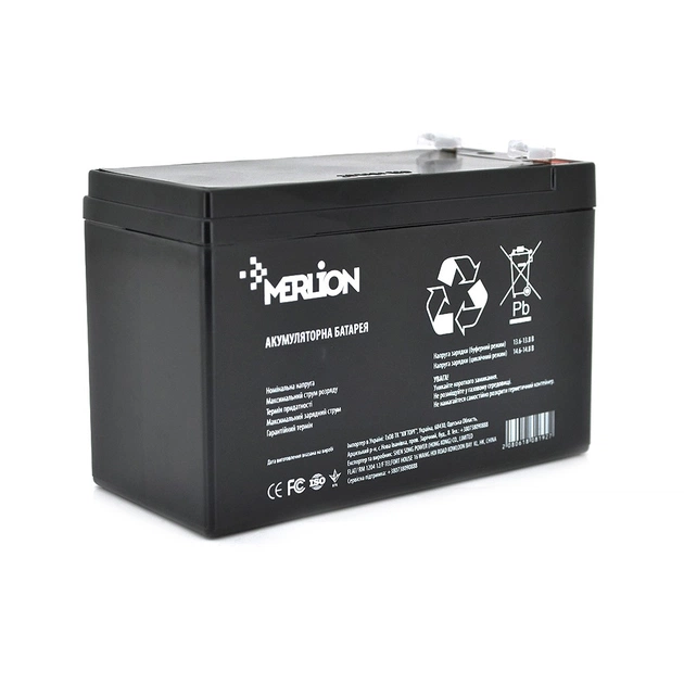 Батарея до ДБЖ Merlion GP1290F2B 12V-9Ah (GP1290F2B) - зображення 1