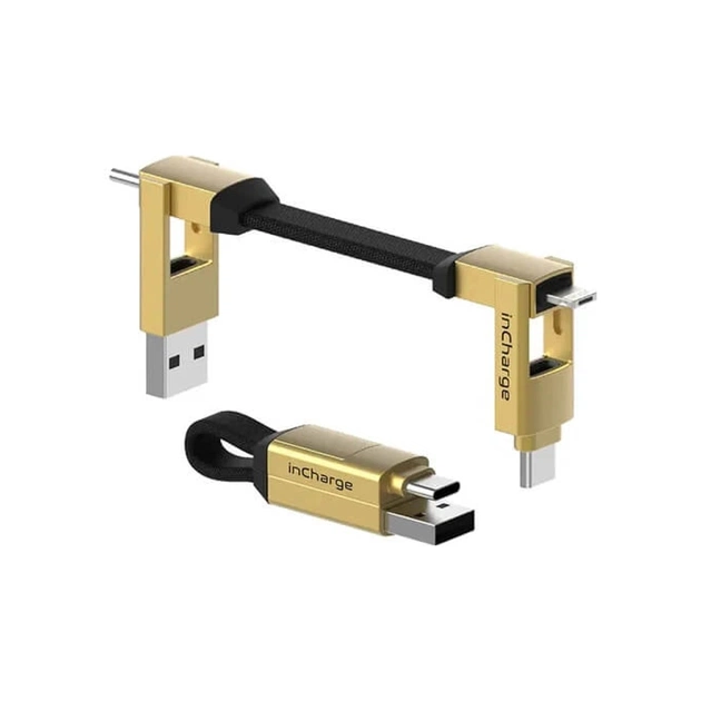 Дата кабель 6in1 inCharge 6 - 0.06m gold Rolling Square (SIX03R) - зображення 1