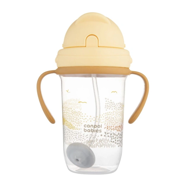 Поильник-непроливайка Canpol babies MOUNTAINS з трубочкою і обтяжувачем, 270 мл, бежева (56/620_bei) - изображение 4