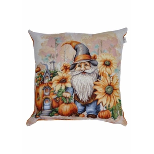 Подушка Прованс гобеленова Гарбузові гноми з гарбузовим будиночком 45х45 см (036208) зображення 1