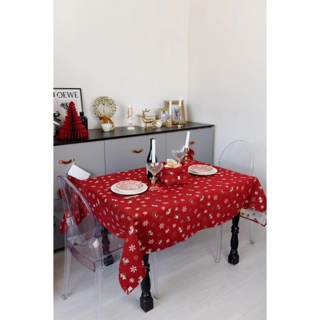 Скатертина Прованс Дзвіночки на червоному 136х136 см (036856) - picture 3