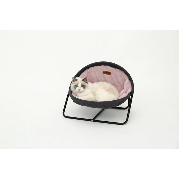 Лежак для тварин MISOKO&CO Pet bed round plush 45x45x22 см grey and pink (HOOP31839) - picture 5