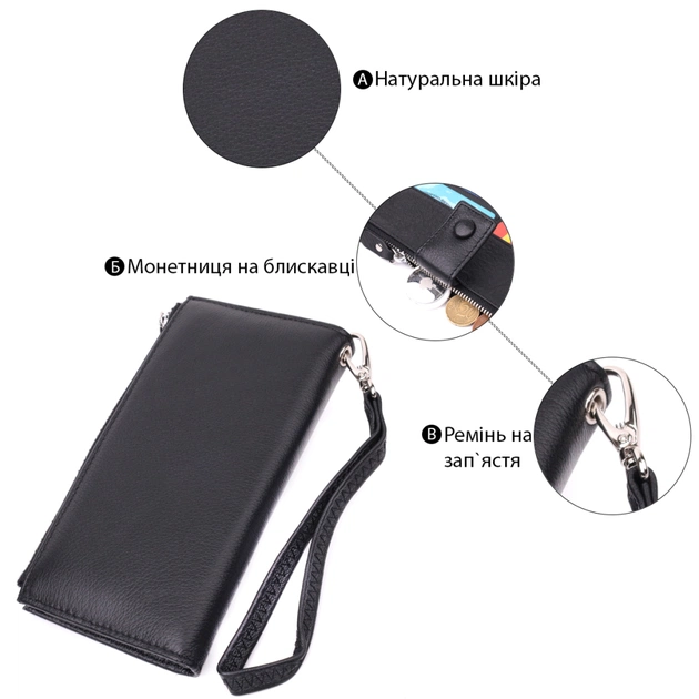 Гаманець ST Leather З натуральної шкіри Чорний (22537) - зображення 4