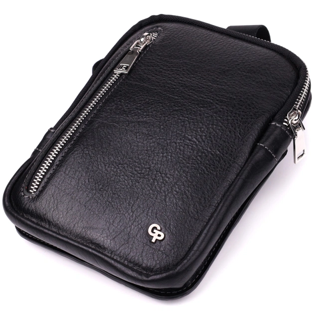 Сумка Grande Pelle Бананка з зернистої натуральної шкіри Чорна (22879) - зображення 5