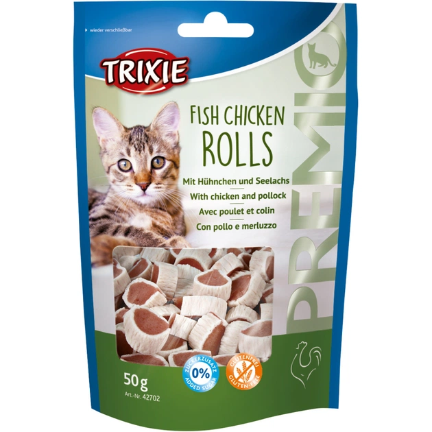 Лакомство для котов Trixie Premio Rolls с курицей и сайдой 50 г (4011905427027) - изображение 1