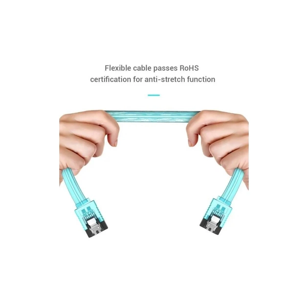 Кабель для передачі даних SATA 3.0 7pin F/F 0.5m L Blue Vention (KDDSD) - picture 3