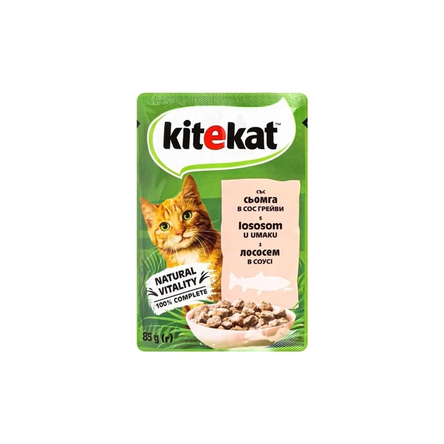 Влажный корм для кошек Kitekat с лососем в соусе 85 г (5900951307348) - изображение 1