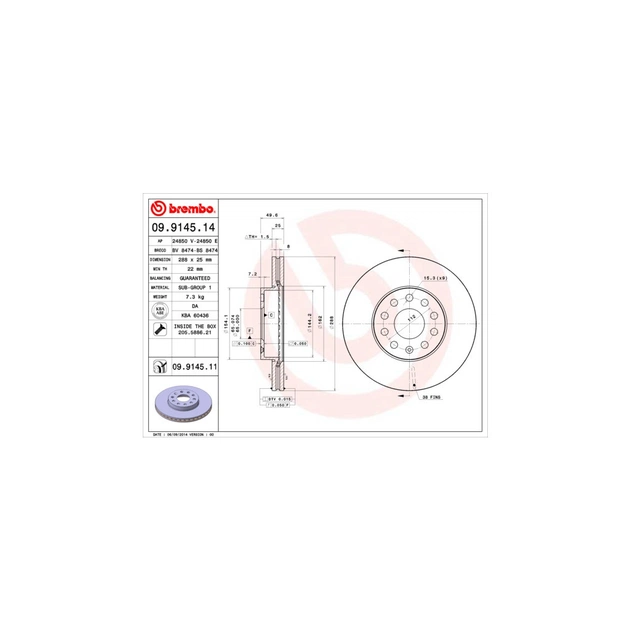 Тормозной диск Brembo 09.9145.11 - изображение 1