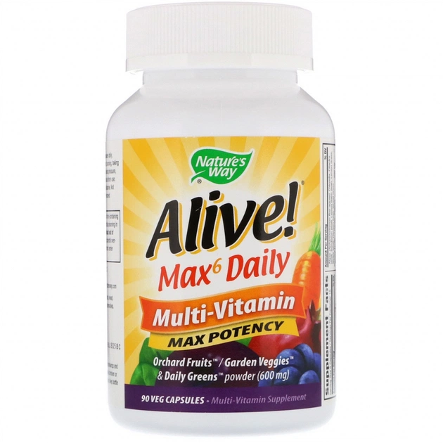 Мультивітамін Nature's Way Мультивітаміни Max6, Alive! Max6 Daily, Multi-Vitamin, Natur (NWY-15090) - изображение 1