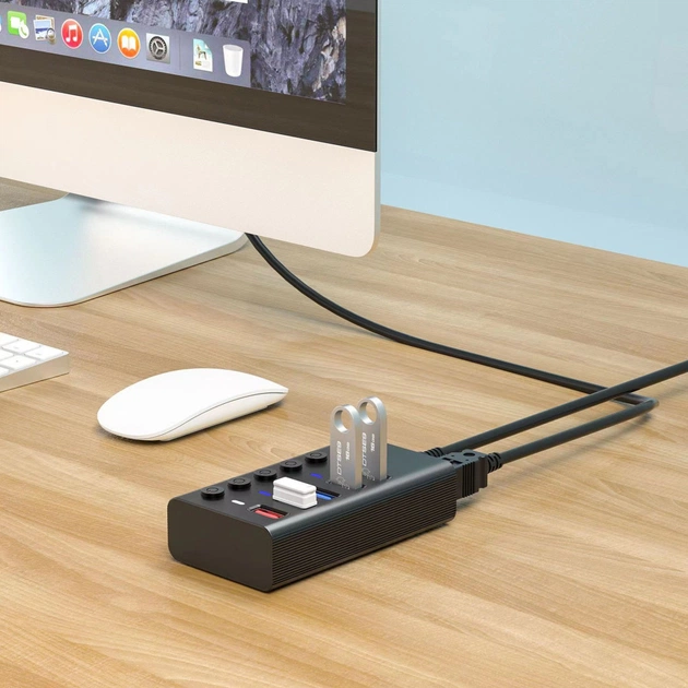 Концентратор Dynamode 5 ports USB3.0 to 4*USB3.0+2.4А Power Adapter 2.5A/12V (DM-UH-P405-G) - picture 5