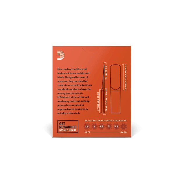 Тростина для кларнета D'Addario Rico - Eb Clarinet #3.5 - 10 Pack (RBA1035) - picture 3