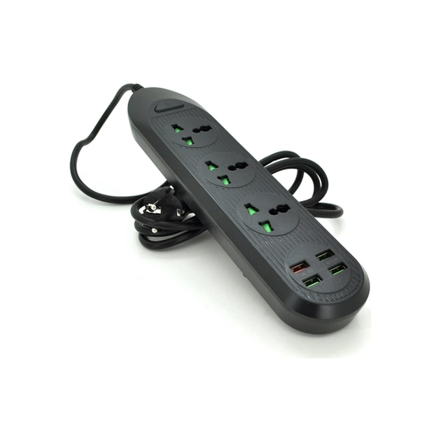 Мережевий фільтр живлення Voltronic TВ-Т16, 4роз, 3*USB Black (ТВ-Т16-Black) - зображення 1