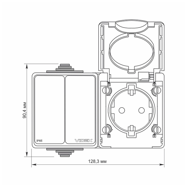 Вимикач Videx BINERA IP65 зовнішня 1ая із заземленням (BINERA IP65 наружная 1ая с заземлением) - зображення 4