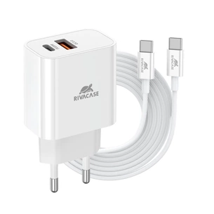 Зарядний пристрій RivaCase 2хUSB-А + Type-C PD 20W+QC3.0 кабель Type-C white (PS4102 WD4 (White)) зображення 1