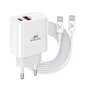 Зарядний пристрій RivaCase 2хUSB-А + Type-C PD 20W+QC3.0 кабель Type-C white (PS4102 WD4 (White)) - зменшене зображення 1