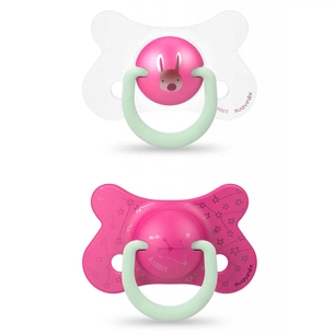 Пустушка Suavinex Рожевий зайчик 4-18 мес 2 шт. нічна (307006) зображення 1