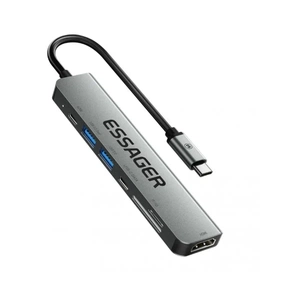 Концентратор Essager USB-C 7-in-1 HDMI + USB 3.2 + USB-C + SD/TF gray (EHB07-QH0G-Z) зображення 1