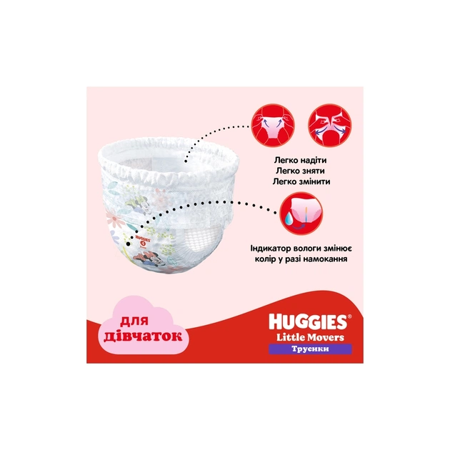 Підгузки Huggies Little Movers/Pants 5 (12-17 кг) для дівчаток 34 шт (5029053564272) - зображення 11