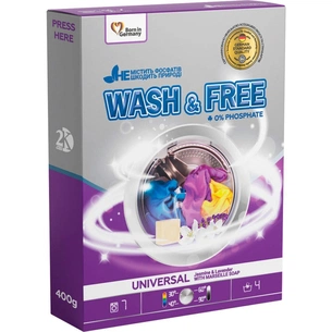 Пральний порошок Wash&Free Universal Жасмін та лаванда з марсельським милом 400 г (4262396140876) зображення 1
