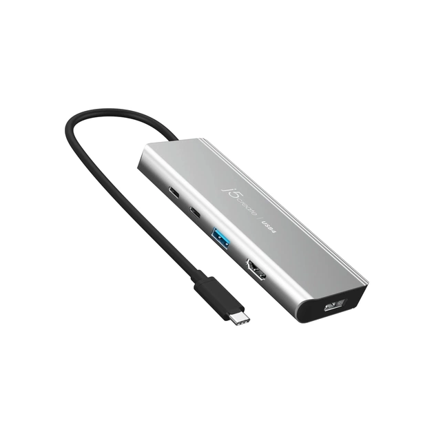 Концентратор J5create USB-C 7-in-1 USB 3.2 + USB-C PD + HDMI 4K + DisplayPort + SD/TF gray (JCD401-N) - зображення 1