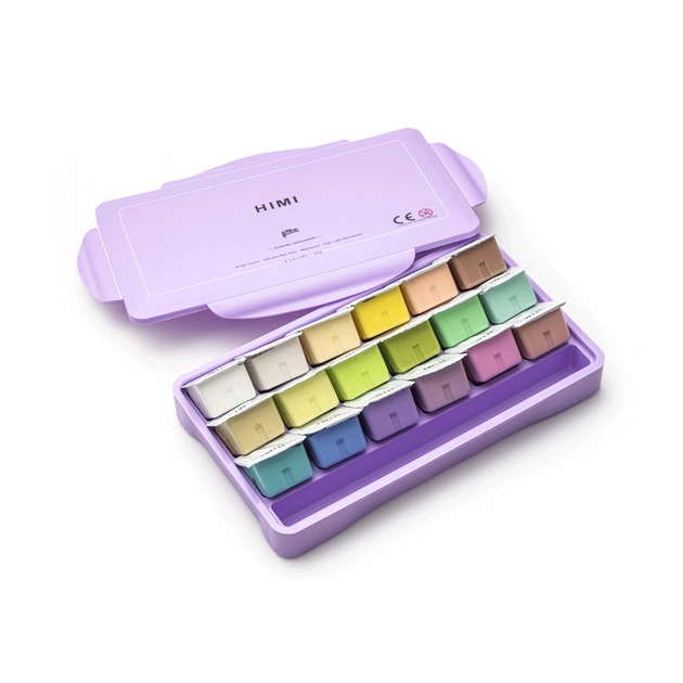 Гуашеві фарби HIMI Jelly Cup 18 кольори по 30 мл, Пастельні, фіолетовий пластик.пенал (6976939682584) - picture 9