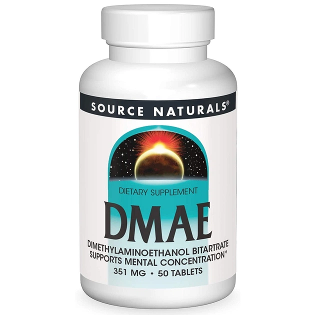 Амінокислота Source Naturals Диметиламіноетанол, 130 мг, DMAE, 50 таблеток (SN0621) - зображення 1
