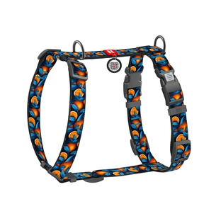 Шлея для собак WAUDOG Nylon анатомічна H-подібна з QR-паспортом "Апельсини" пластиковий фастекс, M (344-4054) зображення 1