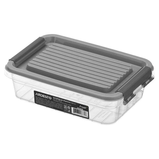 Харчовий контейнер ARDESTO Fresh 0.52л, пластик, прямокутна, сірий (AR1303R) - зображення 1