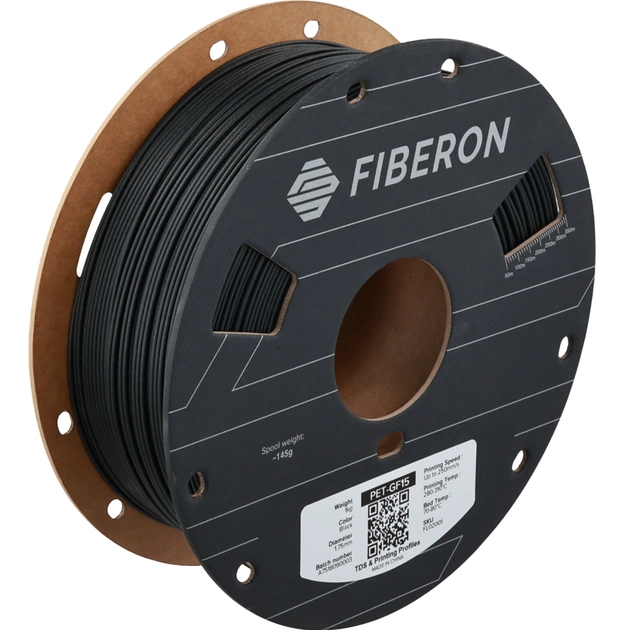 Пластик для 3D-принтера Polymaker Fiberon PET-GF15 1,75mm 0,5kg BLACK (FL02001) - изображение 1